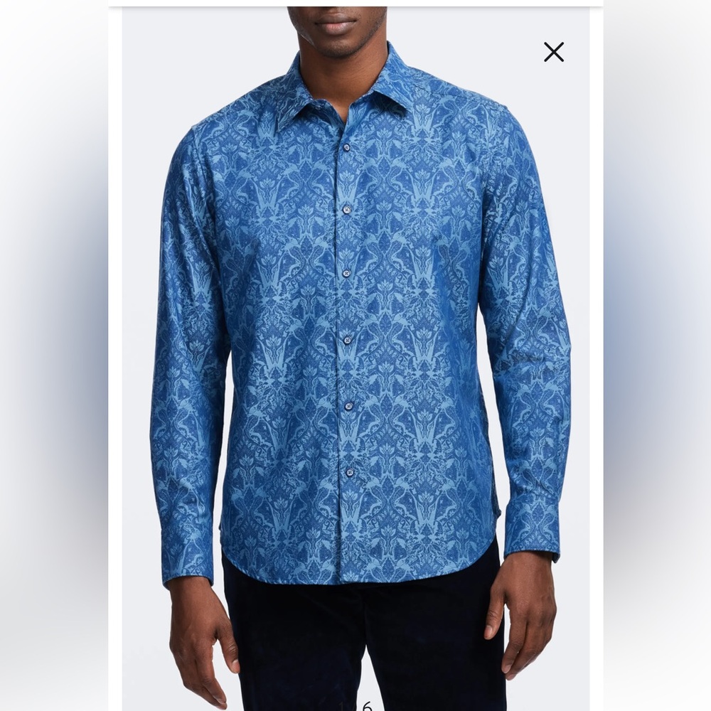Robert Graham Mens XXL Highland Classic Fit Stretch Cotton Button-Up Shirt